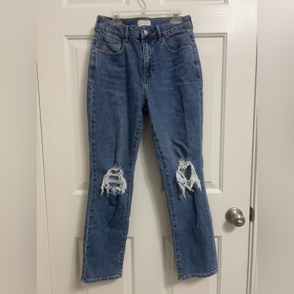Pacsun women’s high waisted distressed ripped slim fit denim jeans